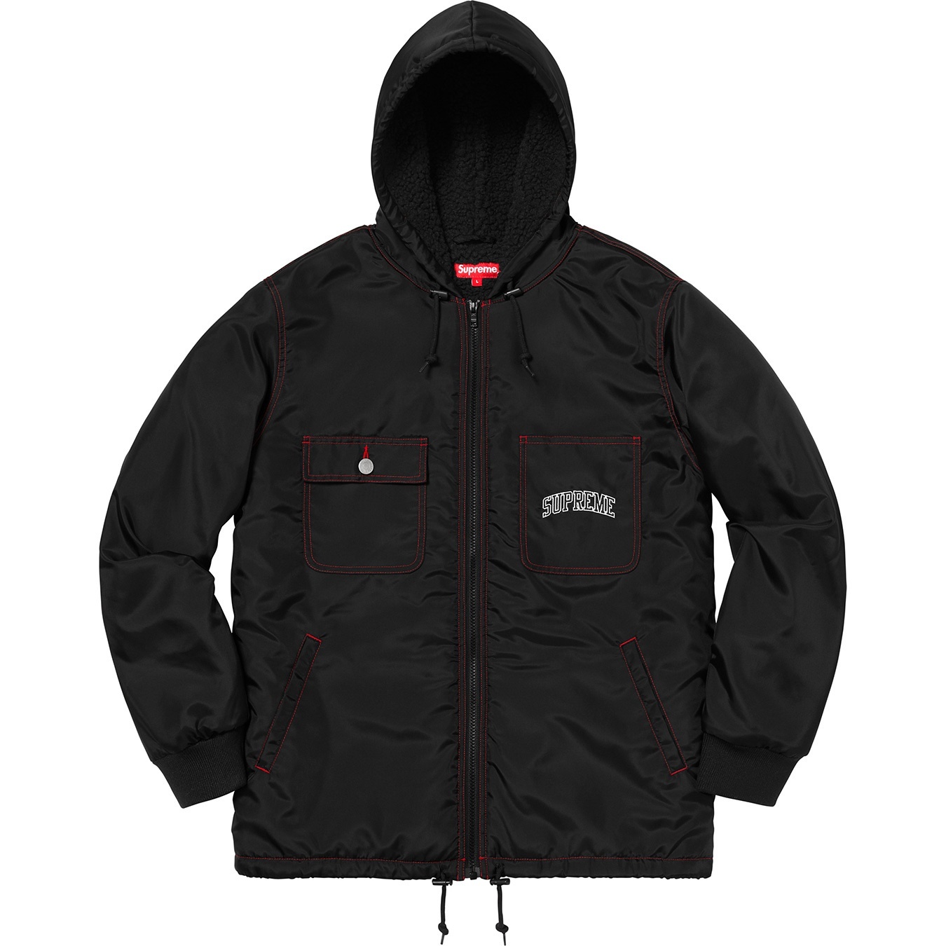 Sherpa Lined Nylon Zip Up Jacket view 9